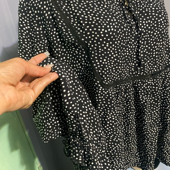 Suzanne Betro Black Top with White Dots - Picture 3 of 8